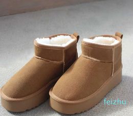 Flats Platform Snow Boots Suede Plush Warm Casual Winter New Thick Gothic Fashion Shoes Chelsea Women's Boots