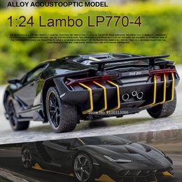 Diecast Model car 1/24 Lambo LP770-4 Alloy Diecasts Toy Car Models Metal Off-Road Vehicles 4 Doors Opened With Pull Back Collectable Toys For Kids 230829