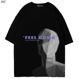 Men's T Shirts Aesthetic Graphic Oversized Mens T-Shirt Feel Coma Print Summer Short Sleeve Cotton Y2K Harajuku Clothing Streetwear Hip Hop