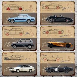Racer Vintage Metal Poster Sports Car Retro Tin Sign Car Club Wall Art Decorative Plaque for Modern Home Decor Aesthetic Garage Racer Painting 30X20CM w01