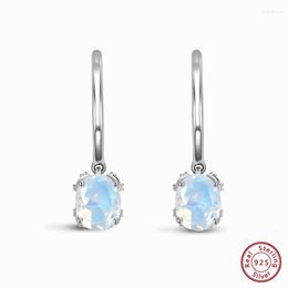 Backs Earrings Gorgeous S925 Sterling Silver Moonstone With Four-Prong Setting