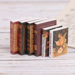 Doll House Accessories 6Pcs set 1 12 Dollhouse Vintage Miniature Book Model Notebook Furniture Decor 230830