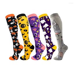 Sports Socks Compression Christmas Halloween Pumpkin Basketball Rugby Running Cycling Hiking Elastic