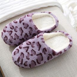 Slippers Couple Plush Sofe Warm Leopard Plus Size Flats Female Male Indoor Fashion Floor Home Bedroom Shoes