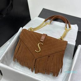 2023-Flap Women Shoulder Bag Suede Quilted Vintage Portable Crossbody Classic Luxury Handbag Coin Purse Card Holder Evening Clutch 25CM