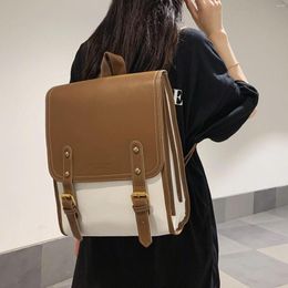 School Bags Retro Fashion Woman Backpack Pu Leather Big For Teenagers Girls 2023 Korean Designer Hand Shoulder