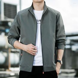 Men's Jackets Monochromatic Stand Collar Zipper Slim Fit Outerwear Casual Tops Male Streetwear Spring Autumn Fashion