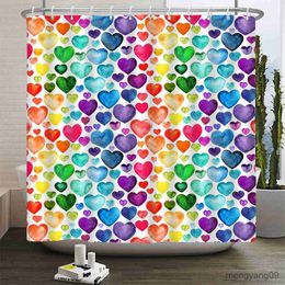 Shower Curtains Colorful Geometry Shower Curtain 3d Bathroom Curtain With Decorative Partition Screen 180*240 Washable Cloth R230830