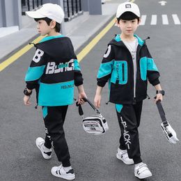 Clothing Sets 2023 Boys Spring Autumn Jacket Children s Patchwork Hooded Suit Baby Casual 3 12 Years Old 230830