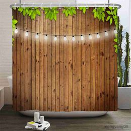 Shower Curtains Country Style Wood Pattern Shower Curtain Bathroom Curtain Art Image Waterproof 180x180cm Bathroom Curtain With Room Decor R230831