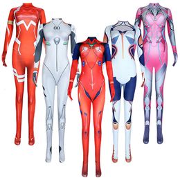 Temadräkt Asuka Langley Soryu Ayanami Rei Zero Två DVA Cosplay Costume Asuka Test Jumpsuit Zentai Suit Anime Bodysuit Women Anime Cosplay 230830