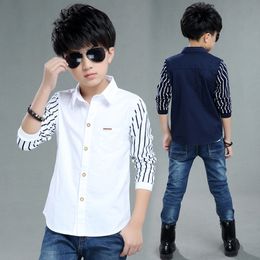 Kids Shirts Boys Blouses And Shirts Children's Stripe Top Spring Autumn Casual White Polo Shirts Teenager School Brand Outerwear Cotton 230830