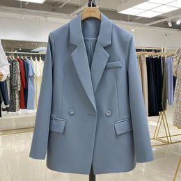 Women's Suits Blazer Spring Autumn 2023 Niche Lady Suit Jacket Blue Casual Fried Street Design Sense Girl Tops Trend Women Clothes