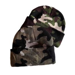 Ball Caps Autumn and Winter New Knitted Hat Outdoor Leisure Ski Pullover Hat Men's Jacquard Camo Warm Knitted Hat
