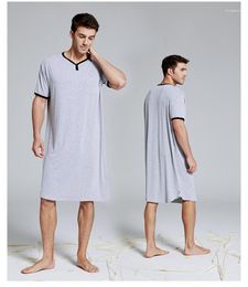 Men's Sleepwear Men Short Slve Cotton Robes Vintage Pyjamas O Neck Pockets Solid Colour Nightgown Kaftan Mens Bathrobes Homewear M-3XL