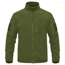 Men's Jackets Full Zip Up Tactical Green Fleece Jacket Thermal Warm Work Coats Mens Pockets Hiking Outwear Windbreaker