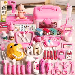 Tools Workshop Children Simulation Doctor Toy Set Tool Pretend Play Box Trolley Girl Playing House Nurse Injection Stethoscope Kid 230830