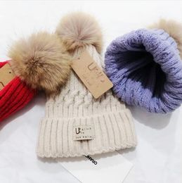 Women Woolen Hat Designer Designer Knitted Beanie Chunky Beanie Hat Winter Knit Thick Warm Faux Fur Pom Beanies Hats Female Bonne S