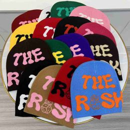 Ball Caps Candy Y2k Hip Hop Letter Trendy Hat Knitted Hat with Woollen Thread Casual Warmth Elastic Jacquard Knitted Hat