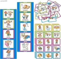 Intelligence Eersida 45 Visual Schedule Cards for Kids Routine Home Chore Chart Autism Learning Materials with Board Strips Hook and Loop Dots Children 23830