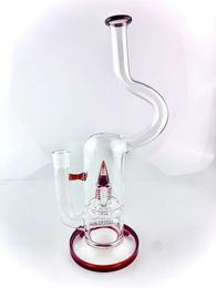 Smoking Pipes american red bong 14 inch 18mm joint bent neck double inline percs to 4 inv splash high quality