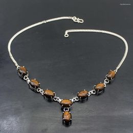 Pendant Necklaces Gallant Hermosa Fashion Black Labradorite Silver Colour Necklace Women Jewellery 18 Inch A485