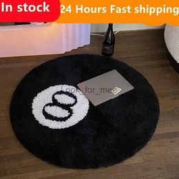 Top Quality Simulation Billiards 8 Ball Rug Round Tufting Soft Chair Pad Anti-slip Bath Floor Mat Kids Bedroom Black Carpet 2022 HKD230830