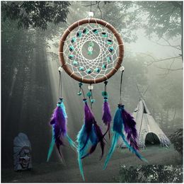 Arts And Crafts Wholesale- Antique Imitation Enchanted Forest Dreamcatcher Gift Handmade Dream Catcher Net With Feathers Wall Hanging Dhavz