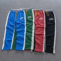 Men's Pants RHUDE Drawstring High Quality White Embroidery Oversize Terry Material Men Women Black Green Red Blue Trousers 230830