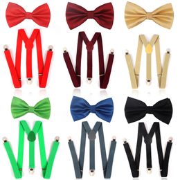 Bolo Ties Solid Men Bow Tie and Suspender Sets Classic Shirts Bowtie For Butterfly Cravats Bowties 230829