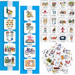 Intelligence 133 Visual Schedule Daily Routine Home Chore Chart Autism Learning Materials Wall Kids Planner with Blue Background Cards 139 Hook and Loop Dots 23830