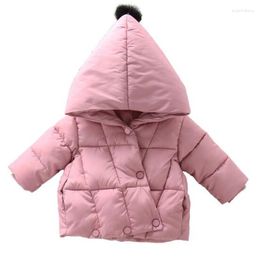 Down Coat Baby Pink Cotton Padded Jacket Girls Winter Warm Coats Toddler Infant Hooded Clothes Thick Girl