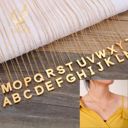 Pendant Necklaces 15 13mm Fashion Gold Color Chain Initial Charms Necklace For Women Metal Cut Letters Single Name Jewelry Gifts