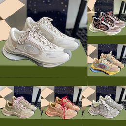 Sneaker Designer Casual Run Women Shoes Embroidery Interlocking G Shoe Mens Turquoise Fashion Rubber Sole Trainer with Original Box 62410