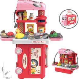 Kitchens Play Food Children 3in1 House Kitchen Toys Dining Table Cooking Tool Screws Dentist Pet Simulation Suitcase Set Gift 230830