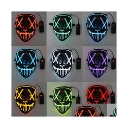 Halloween Toys Funny Mask Led Light Up The Purge Election Year Great Festival Cosplay Costume Supplies Party Masks Drop Delivery Gifts Dh4Xn