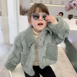 Down Coat Girls Real Fur Coats For Thicken Winter Jackets Children Short Outerwear Tops Baby Jacket Overcoat