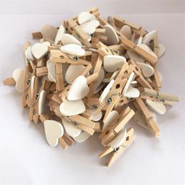 Decorative Objects Figurines 50PcsSet Wooden Clips Love Heart Pegs Clothespin DIY Cute Wedding Decoration Craft 230829