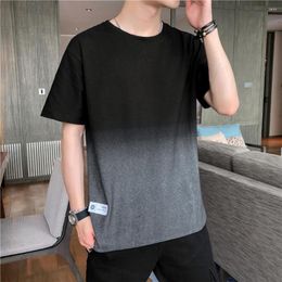 Men's T Shirts Tshirt For Men Gradient Casual Short Sleeve Tee Shirt Summer Clothes Slim Fit Korean Fashion Top Pure Cotton