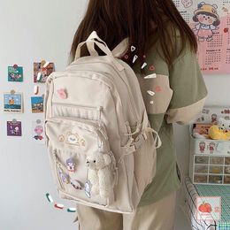 Backpack Girls High School Bags For Waterproof Canvas Teenage Cute Multi Pockets Women