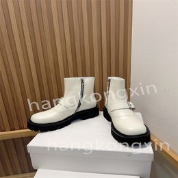 Designer luxury women boots genuine leather Buckled side zipper platform ankle boots