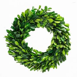 Decorative Flowers 10inch Country Natural Boxwood Wreath Preserved Fresh Green Leaveddouble Home Decor Round Window Farmhouse Holiday