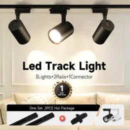 Track Light LED Fixture Ceiling Railway Lights Home Decor Full Set Rail Track Lighting Bedroom House Spotlight Chandelier Lamps