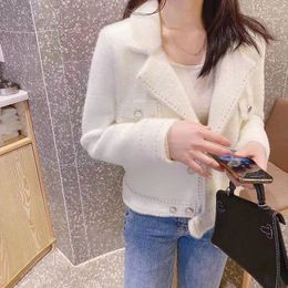 New fashion women's turn down collar wool knitted thickening long sleeve sweater coat jacket SML