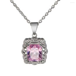 Pendant Necklaces Pendants Cubic Zircon Necklace For Women Square Gem Chain Wedding Party Jewellery Choker