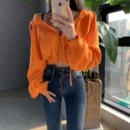 Women's Jackets Fashion Jacket Spring Summer Solid Colour Hooded Zipper Up Women Slim Cropped Coats