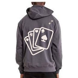 Erkek Hoodies Sweatshirts Erkekler büyük boy gevşek kapüşonlu kadınlar rahat poker baskı y2k giyim gotik sokak kıyafetleri sweatshirt 230829