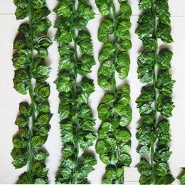 Decorative Flowers Wreaths 2.1M 12Pcs Wired Ivy Leaves Garland Silk Artificial Vine Greenery For Wedding Home Office Decoratiove S Otsrl