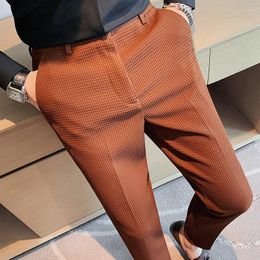 Men's Suits Waffle Casual Suit Pants 2023 Spring And Autumn Elastic Waist Formal Classic High Quality Slim Fit 28-36