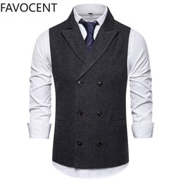 Mens Vests Vest Men Double Breasted Suit Sleeveless Waistcoat Vintage Formal Blazers for Wedding chaleco 230829